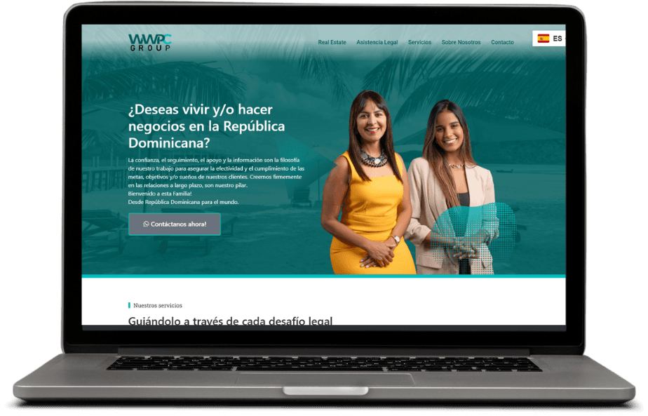 Web de WWPC Group en una laptop